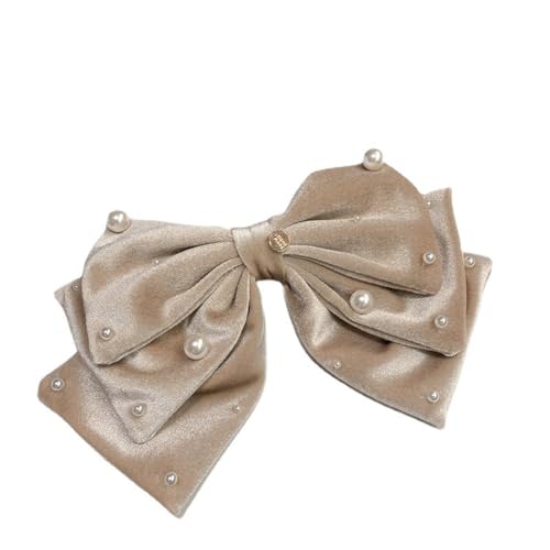 Haarspangen mit Schleife für Damen Damen-Haarspangen aus Samt mit Schleife, Haarschmuck (Color : Khaki, Size : Free size) von SLEDEZ