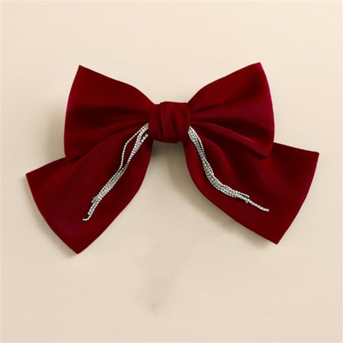 Haarspangen mit Schleife für Damen Shiny Diamonds Big Ribbon Haarspangen Haarschmuck Haarkarten (Color : Red, Size : Free size) von SLEDEZ