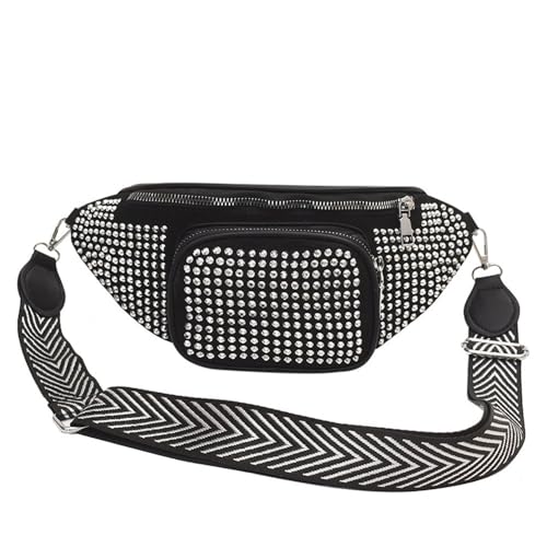 Leichte Hüfttasche für Damen Einfache, mit Diamanten besetzte Gürteltasche for Damen (Color : Silver, Size : 13x29x6cm) von SLEDEZ