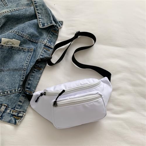 Leichte Hüfttasche für Damen Einfarbige, lässige Brusttasche for Damen, Outdoor-Sport, Umhängetasche, Handytasche (Color : White, Size : 16x14x7cm) von SLEDEZ
