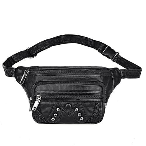 Leichte Hüfttasche für Damen Lässige Damen-Hüfttasche, PU-Leder, Brusttasche, schräge Umhängetasche (Color : Black, Size : 26x5x14cm) von SLEDEZ