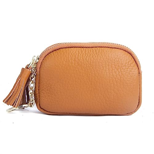 Mini-Geldbörse für Damen Damen-Geldbörse, Mini-Münzorganizer mit doppeltem Reißverschluss (Color : Yellow, Size : 8.5x3.5x11.4cm) von SLEDEZ