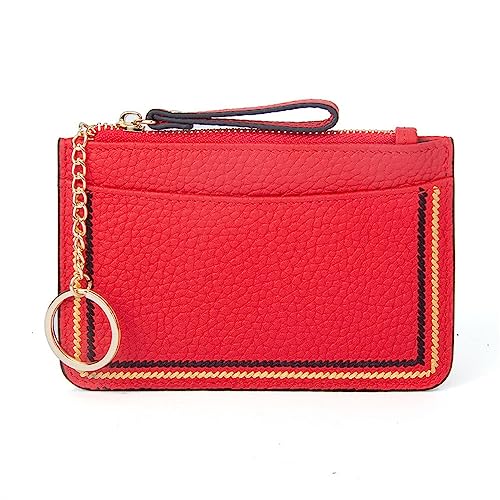 Mini-Geldbörse für Damen Damen-Geldbörse aus Leder, Geldbörse aus Leder, 14 x 0,5 x 9,5 cm (Color : Red, Size : 14x0.5x9.5cm) von SLEDEZ