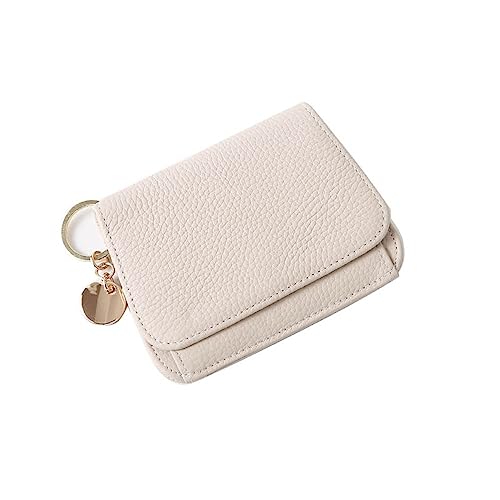 Mini-Geldbörse für Damen Damen-Geldbörse aus Leder mit Reißverschluss, dreifach faltbar, multifunktionale Geldbörse (Color : White, Size : 13x2.5x10cm) von SLEDEZ