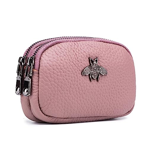 Mini-Geldbörse für Damen Damen-Geldbörse mit doppeltem Reißverschluss, Mini-Geldbörse (Color : Pink, Size : 11.5x7.5cm) von SLEDEZ