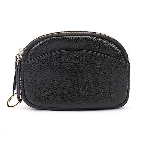 Mini-Geldbörse für Damen Einfache Damen-Geldbörse mit doppeltem Reißverschluss, Mini-Geldbörse (Color : Black, Size : 11x4.5x15cm) von SLEDEZ