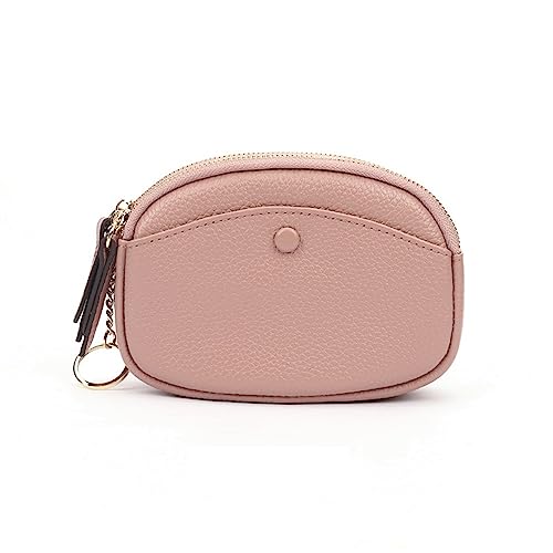 Mini-Geldbörse für Damen Einfache Damen-Geldbörse mit doppeltem Reißverschluss, Mini-Geldbörse (Color : Pink, Size : 11x4.5x15cm) von SLEDEZ