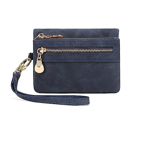 Mini-Geldbörse für Damen Einfache und kompakte Damen-Geldbörse, multifunktionale Vintage-Kartentasche, passende Münzbörse (Color : Blue, Size : 13x4x9cm) von SLEDEZ