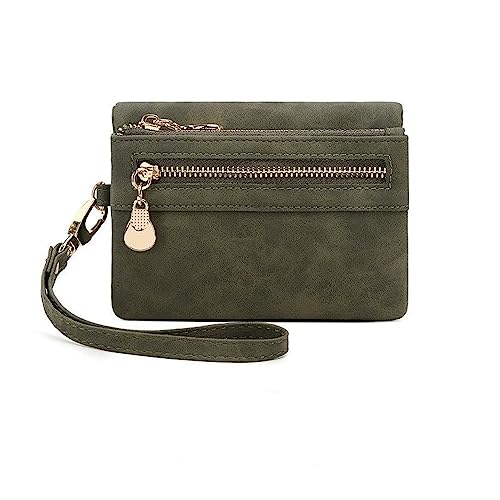 Mini-Geldbörse für Damen Einfache und kompakte Damen-Geldbörse, multifunktionale Vintage-Kartentasche, passende Münzbörse (Color : Green, Size : 13x4x9cm) von SLEDEZ