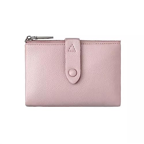 Mini-Geldbörse für Damen Einfaches, kurzes Portemonnaie mit Reißverschluss und Bifold-Geldbörse (Color : Pink, Size : 14x3x10cm) von SLEDEZ