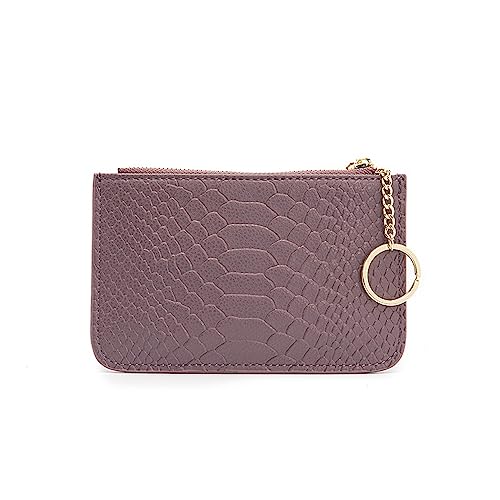 Mini-Geldbörse für Damen Kurze Damen-Geldbörse aus Leder mit Reißverschluss (Color : Purple, Size : 15.5x1.5x10cm) von SLEDEZ