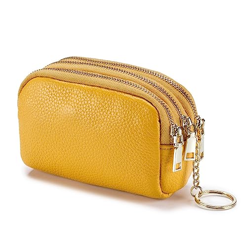 Mini-Geldbörse für Damen Mini-Geldbörse for Damen, niedliche multifunktionale Leder-Geldbörse (Color : Yellow, Size : 13x5x9cm) von SLEDEZ