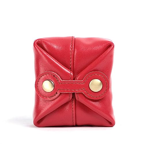 Mini-Geldbörse für Damen Multifunktionale kreative Geldbörse Vintage Leder Damen kleine Geldbörse (Color : Red, Size : 8.3x7.3x3.3cm) von SLEDEZ