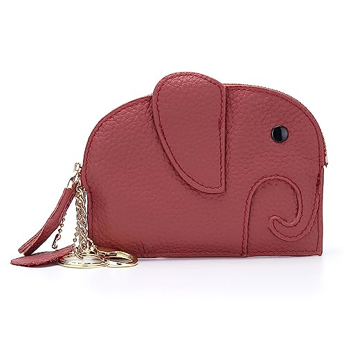 Mini-Geldbörse für Damen Weibliche süße Leder-Elefant-Mini-Kreativ-Münzen-Geldbörse (Color : Red, Size : 14x1.5x11cm) von SLEDEZ