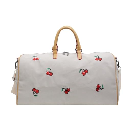 Reisetasche für Damen Große Kapazität Damen Canvas Tasche Leichte Gepäcktasche Student Handheld Aufbewahrungstasche(White) von SLEDEZ