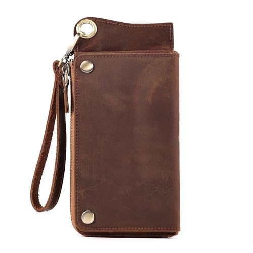 SLEDEZ Punk-Geldbörse Herren-Geldbörse mit Mehreren Kartenfächern und Clutch, Lange Leder-Geldbörse(Colour 1) von SLEDEZ