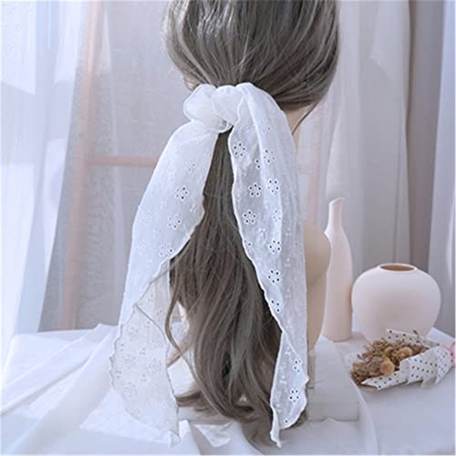 Seidenschal-Haarband Haarband aus Spitze mit Haarschmuck (Color : White, Size : 1pcs) von SLEDEZ