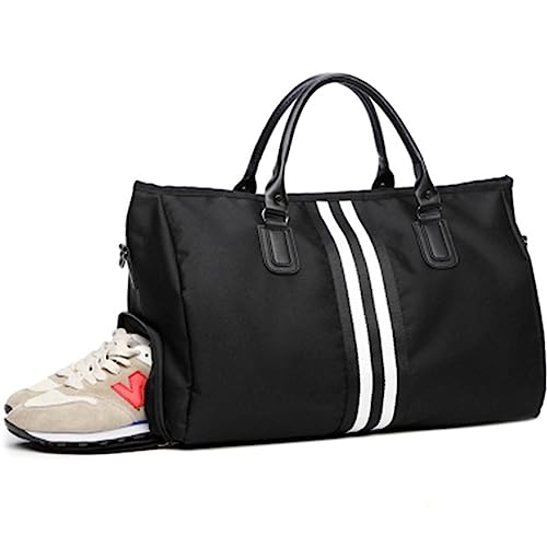 Sporttasche Handgepäcktasche for Herren und Damen, Reisetasche mit großem Fassungsvermögen, leichte Sporttasche (Color : Black, Size : 46x28x22cm) von SLEDEZ