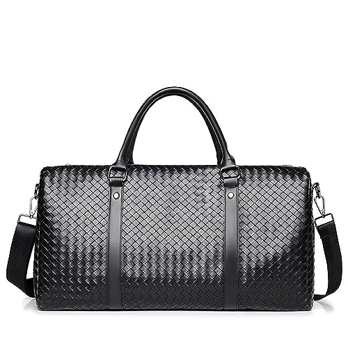 Sporttasche Lässige Handtasche for Herren, gewebte Sporttasche, Schulter-Crossbody-Taschen (Color : Black, Size : 34x46x23cm) von SLEDEZ
