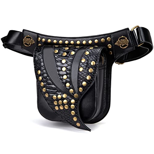 Steampunk-Taillentaschen Damen Punk Niet Brusttasche Unterwassertasche Vintage Gürteltasche von SLEDEZ