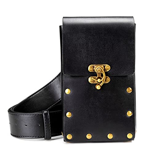 Steampunk-Taillentaschen Europäische und amerikanische Retro-Damentasche Outdoor Mobile Sports Mini-Gürteltasche (Color : Black, Size : As Shown) von SLEDEZ