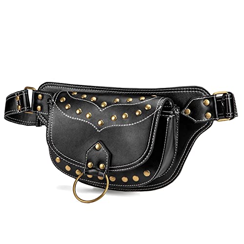 Steampunk-Taillentaschen Frauen-Punk-Gürteltasche Outdoor-Sport Damen Satchel Handy Messenger Bag von SLEDEZ