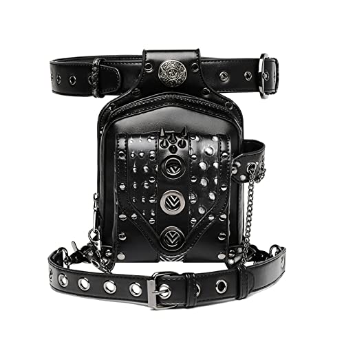 Steampunk-Taillentaschen Herren Bodypack Motorrad Rivet Chain Pack Motorrad Outdoor-Reitausrüstung von SLEDEZ