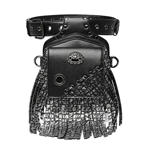 Steampunk-Taillentaschen Punk Herren Gürteltasche Pu-Leder Outdoor Gürteltasche Damen Quaste Tasche von SLEDEZ