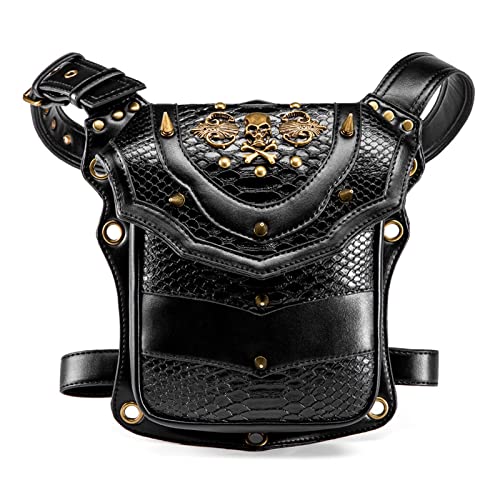 Steampunk-Taillentaschen Punk Skull Lokomotive Tasche Umhängetasche Damen Unisex Outdoor Gürteltasche von SLEDEZ