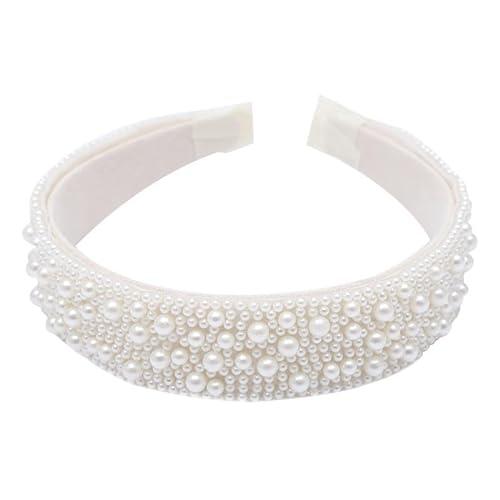Stirnbänder für Damen Damen-Haarband mit breiter Kante, Haarband, Braut- und Hochzeitsaccessoires (Color : White, Size : Free size) von SLEDEZ