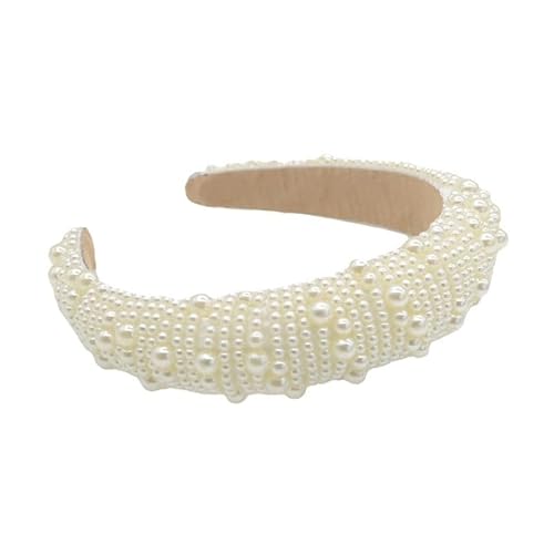 Stirnbänder für Damen Perlen-Haarband-Stirnband-Kopfschmuck (Color : Beige, Size : Free size) von SLEDEZ