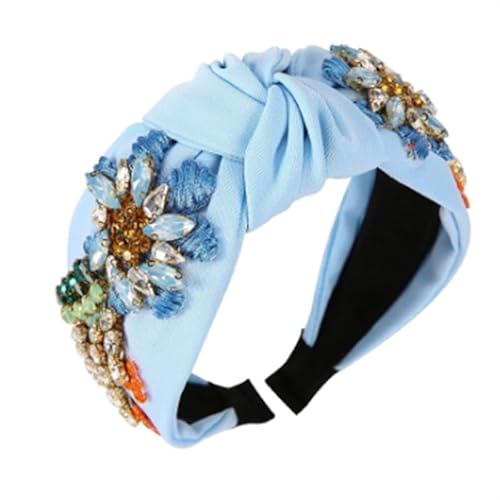 Stirnbänder für Damen Stoff-Haarband mit Schleife und breitem Stirnband (Color : Blue, Size : Free size) von SLEDEZ