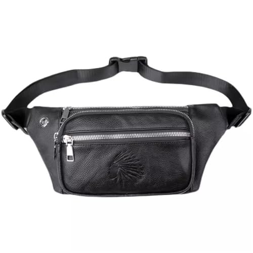 Taillengürteltasche Herren Multifunktionale Outdoor-Sporttasche aus Leder for Herren (Color : Black, Size : 14x21x1.5cm) von SLEDEZ