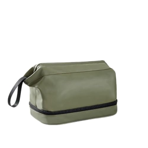 Tragbare Kulturtasche Pu-Leder Herren Kulturbeutel Geschäftsreise Aufbewahrungstasche Nass- und Trockentrennungs-Aufbewahrungstasche (Color : Green, Size : 15x25x18.5cm) von SLEDEZ