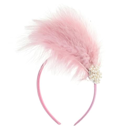 Vintage Stirnband Kreative Feder-Haarbänder, Braut-Feder-Stirnband, Haarschmuck for den Abschlussball (Color : Pink, Size : 15x25cm) von SLEDEZ