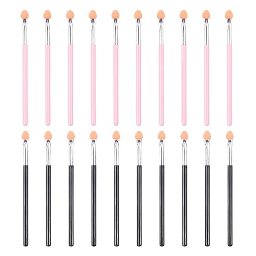 20 Stück Schwamm-Lidschattenpinsel, Lidschatten-Make-up-Pinsel, Lidschatten-Applikatoren, wiederverwendbare langstielige Lidschattenpinsel (Rosa) von SLEEKEE