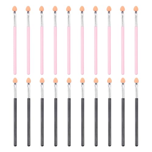 20 Stück Schwamm-Lidschattenpinsel, Lidschatten-Make-up-Pinsel, Lidschatten-Applikatoren, wiederverwendbare langstielige Lidschattenpinsel (Rosa) von SLEEKEE