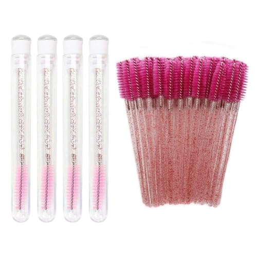 4 Mascara-Tuben, 50 Wimpernbürsten, Augenbrauen- Und Wimpernbürsten, Augenbrauen- Und Wimpernkämmbürsten, Farbschönheitswerkzeuge, Tragbare Make-Up-Pinsel von SLEEKEE