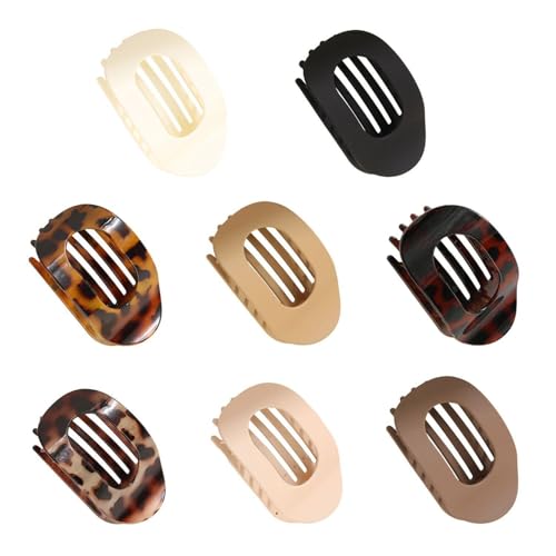 8 Stück Damen-Haarspangen, Flache Haarspangen, Ovale Haarspangen, Lockige Haarspangen, Seitliche Pony-Haarspangen, Einfache Damen-Haarspangen von SLEEKEE