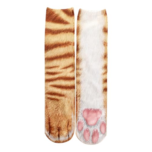 SLEEKEE 1 Paar Katzenpfotensocken, 3D-Cartoon-Tierfußsocken, warme Socken, Schlafsocken, kreative Geschenke für Männer und Frauen von SLEEKEE