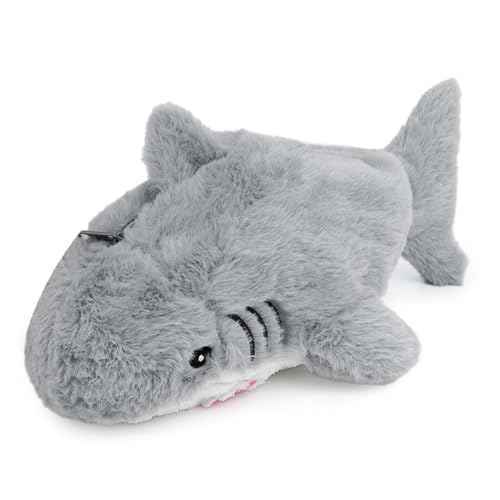 SLEEKEE 1 Stück Graues Hai-Federmäppchen, Niedliches Hai-Federmäppchen Mit Reißverschluss, Plüschtier-Briefpapiertasche, Große Aufbewahrungstasche, Mehrzweck-Aufbewahrungstasche von SLEEKEE
