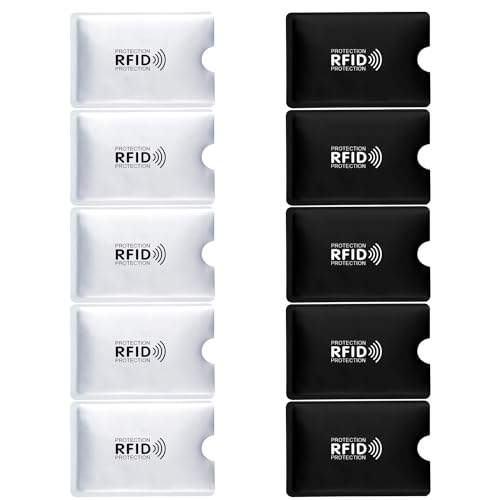 SLEEKEE 10er Pack RFID-Schutzhülle, Kreditkartenblocker, NFC-Blocker, Aluminium Diebstahlschutz, Unisex, Erwachsene, Geldbörse, Wallet von SLEEKEE