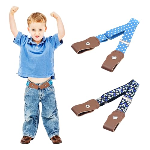 SLEEKEE 2 Stück Kindergürtel, Schnallenlose Gürtel Für Kinder, Elastische Schnallenlose Gürtel, Verstellbare Gummibänder, Verstellbare Elastische Taillenbänder Für Kinder von SLEEKEE