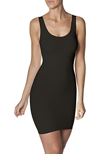 SLEEX Damen Shapewear Figurformendes Miederkleid (mit Breiten Traegern), Schwarz, Groesse S/M von SLEEX