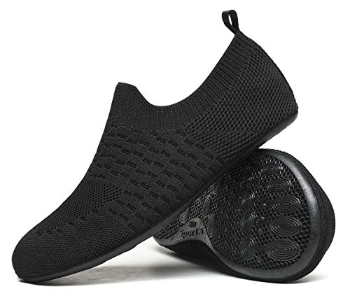 SLEVEL Leichte, rutschfeste Hausschuhsocken, für Reisen, Innenbereich, Unisex, Erwachsene, für den Boden, für Damen und Herren, Allblack20031, 10.5-11 Women/9-9.5 Men von SLEVEL