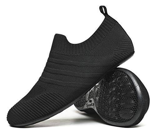 SLEVEL Leichte, rutschfeste Hausschuhsocken, für Reisen, Innenbereich, Unisex, Erwachsene, für den Boden, für Damen und Herren, Allblack20033, 10.5-11 Women/9-9.5 Men von SLEVEL