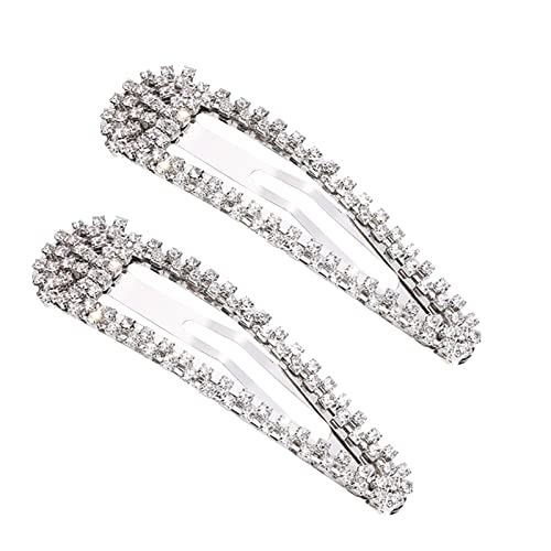 SLFYEE 2 Stück Snap Haarspangen Damen Haarnadeln Glitzer Haarklammern Silber Haar Snap Clips für Damen Mädchen Hochzeit Brautjungfer von SLFYEE