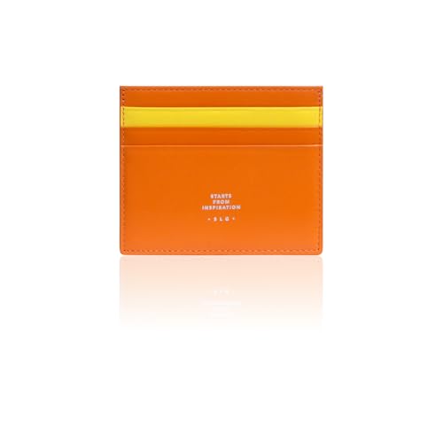 SLG Lucen Kartenetui aus Kalbsleder, Orange / Gelb, Minimalistisch von SLG