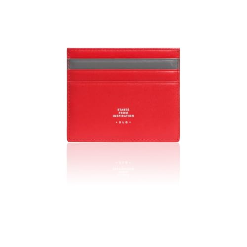 SLG Lucen Kartenetui aus Kalbsleder, Rot/Grau, Minimalistisch von SLG