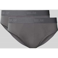 SLG Slip mit Label-Bund Modell 'Base Brief' im 2er-Pack in Hellgrau, Größe XXL von SLG